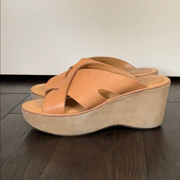 ❤️Kork Ease Wedge Sandals Tan Leather Slides 7 - Picture 4 of 8